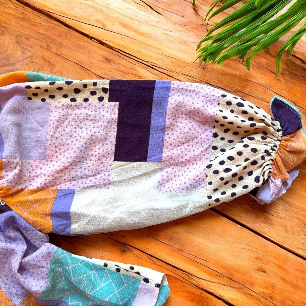 Fate Patchwork Long Sleeve Blouse - Size Small - image 6